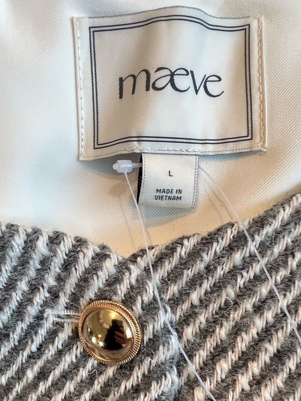 Anthropologie Boxy Wool Blend Lady Jacket Blazer Maeve New Large Stripe - Picture 14 of 15